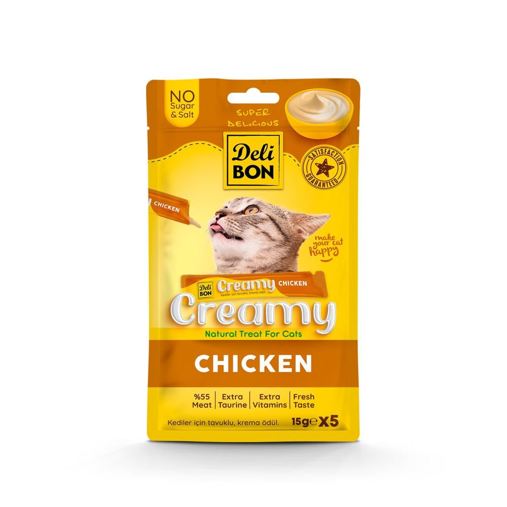 [CREAMY5X15CHICKEN] Delibon Krema Kedi Ödül Maması 15g 5 Adet (Tavuklu)
