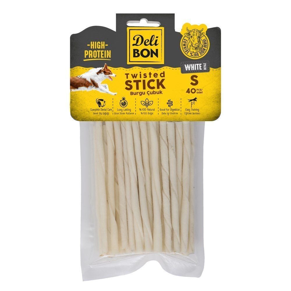 [EKO40SWHITE] Delibon Burgu Çubuk Köpek Ödül Maması İnce 40 Adet (Beyaz)